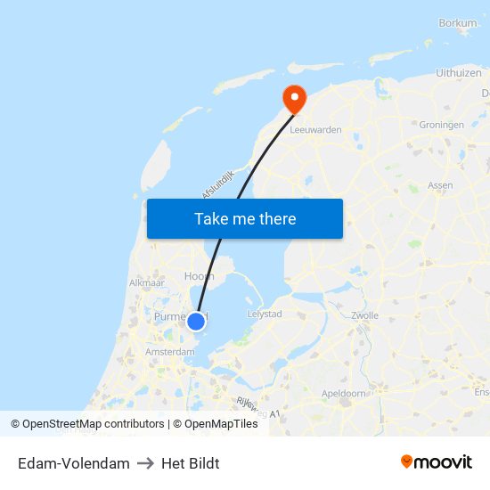 Edam-Volendam to Het Bildt map