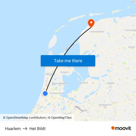 Haarlem to Het Bildt map