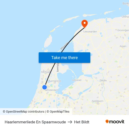 Haarlemmerliede En Spaarnwoude to Het Bildt map