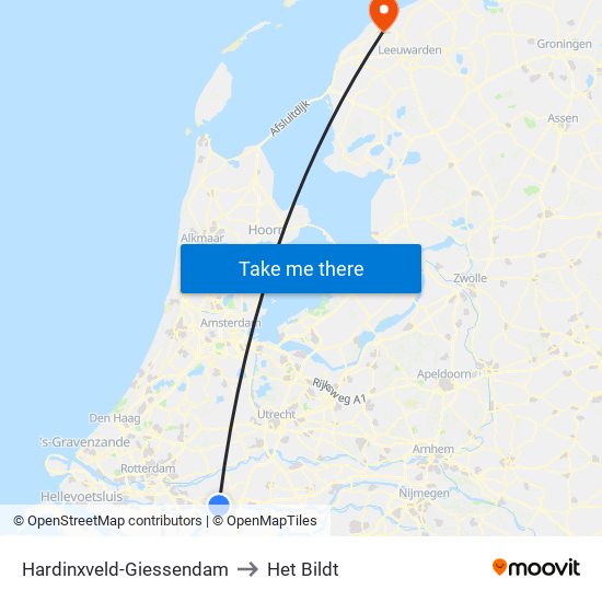 Hardinxveld-Giessendam to Het Bildt map