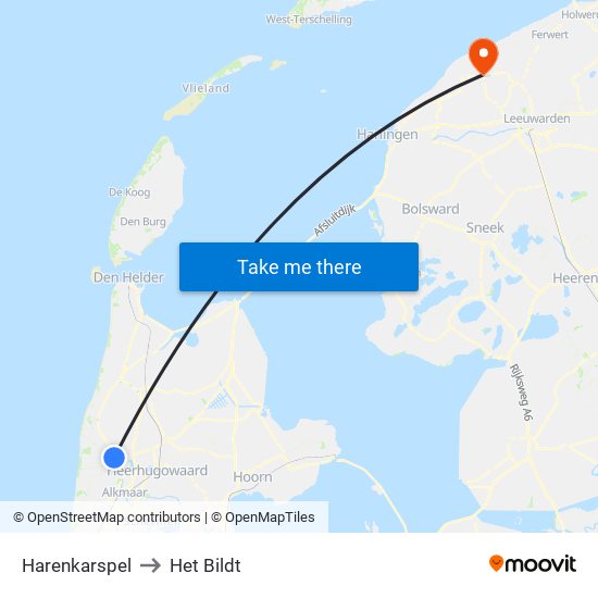 Harenkarspel to Het Bildt map