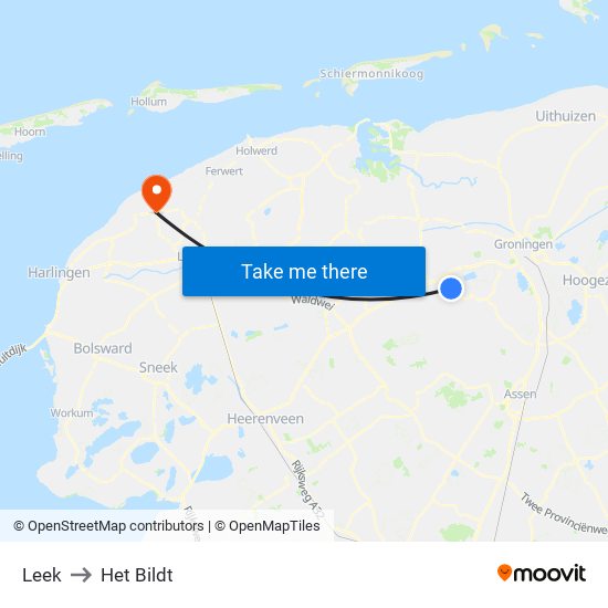 Leek to Het Bildt map
