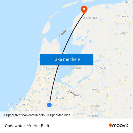 Oudewater to Het Bildt map