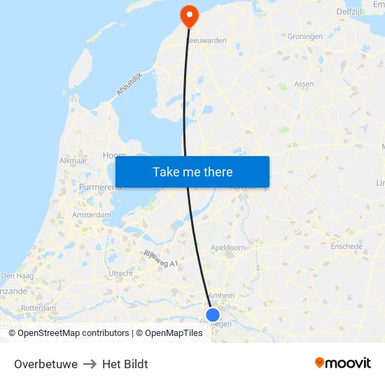 Overbetuwe to Het Bildt map