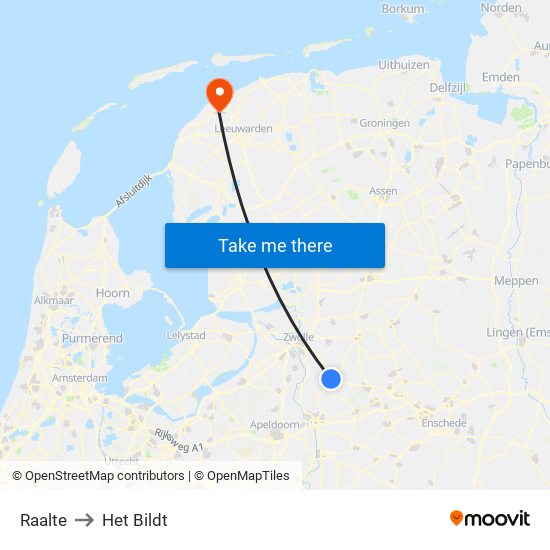 Raalte to Het Bildt map