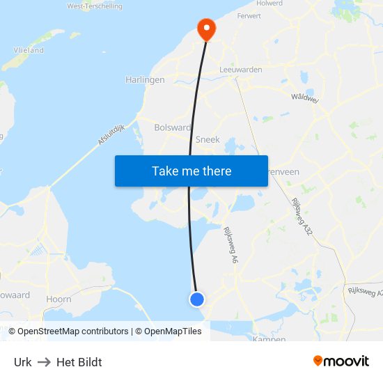 Urk to Het Bildt map