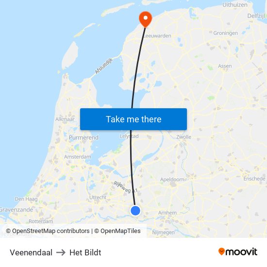 Veenendaal to Het Bildt map