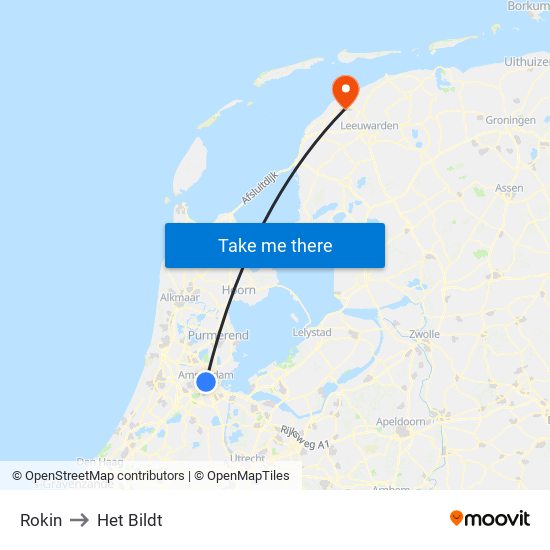 Rokin to Het Bildt map