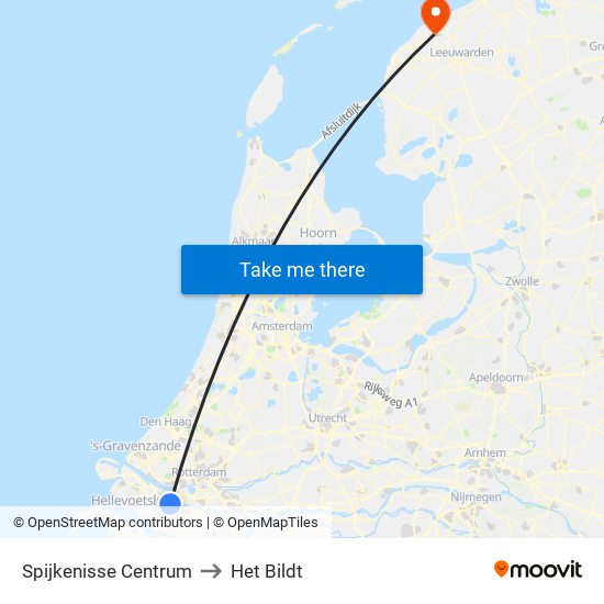 Spijkenisse Centrum to Het Bildt map