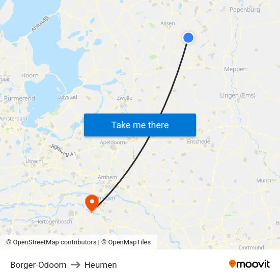 Borger-Odoorn to Heumen map