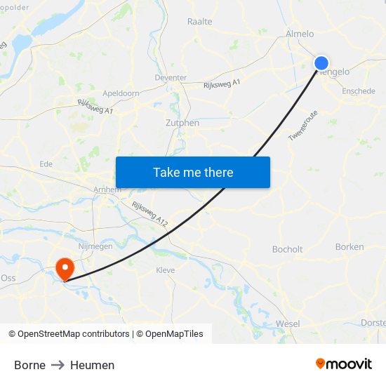Borne to Heumen map