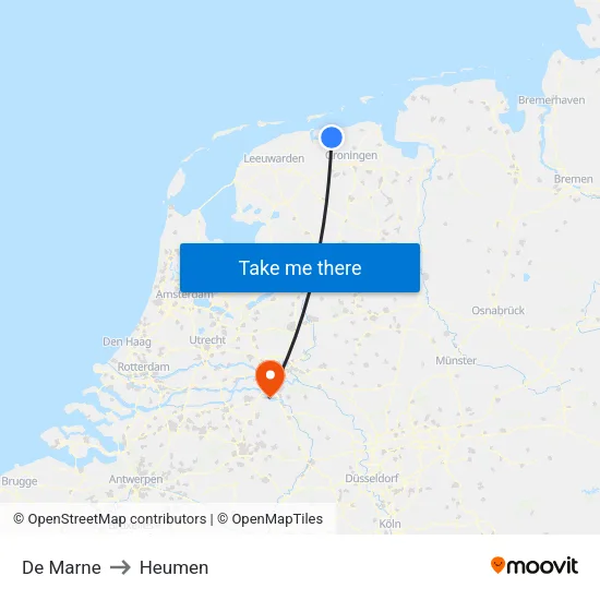 De Marne to Heumen map