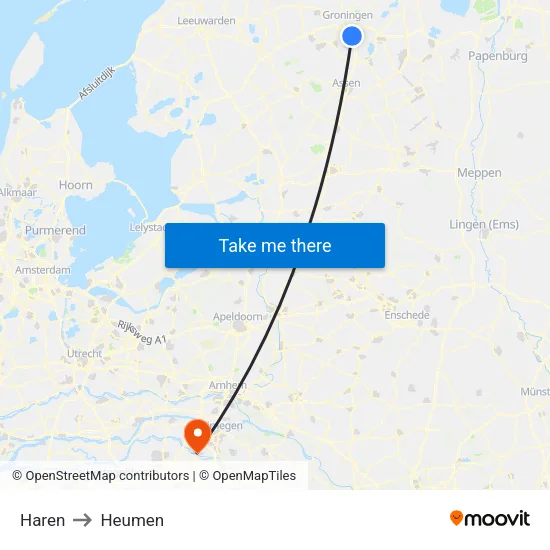 Haren to Heumen map