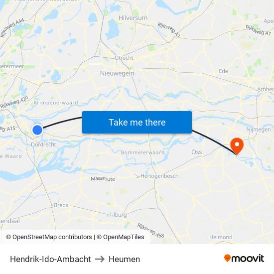 Hendrik-Ido-Ambacht to Heumen map