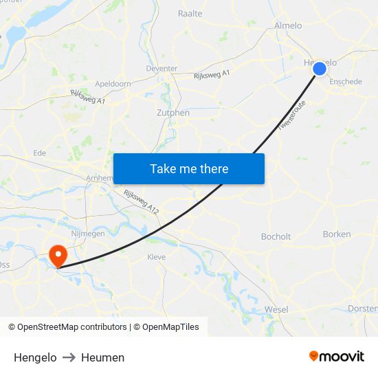 Hengelo to Heumen map