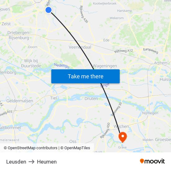 Leusden to Heumen map