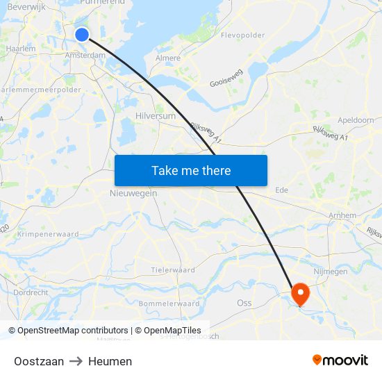 Oostzaan to Heumen map