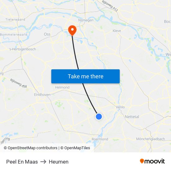 Peel En Maas to Heumen map