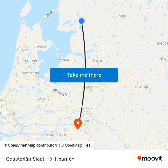 Gaasterlân-Sleat to Heumen map