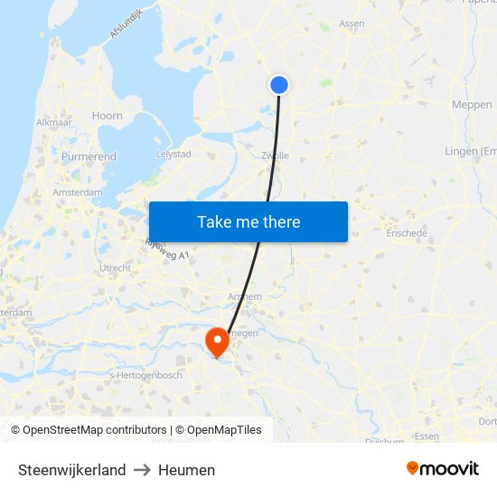 Steenwijkerland to Heumen map
