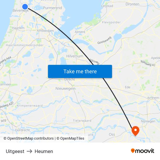 Uitgeest to Heumen map