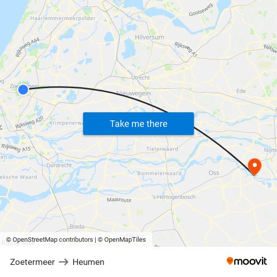 Zoetermeer to Heumen map