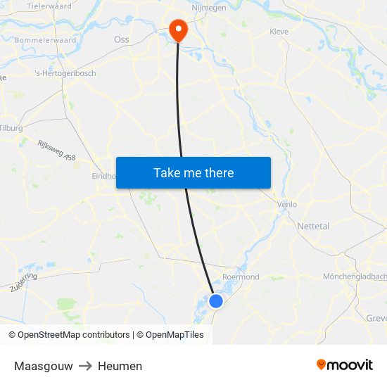 Maasgouw to Heumen map