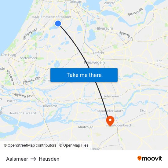Aalsmeer to Heusden map