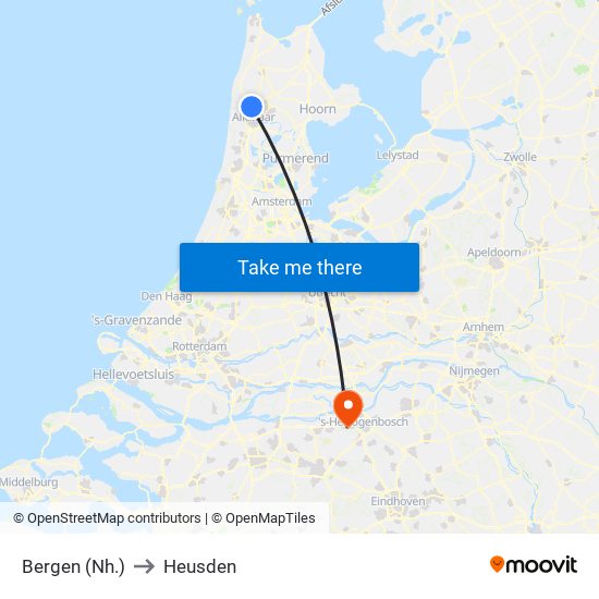 Bergen (Nh.) to Heusden map