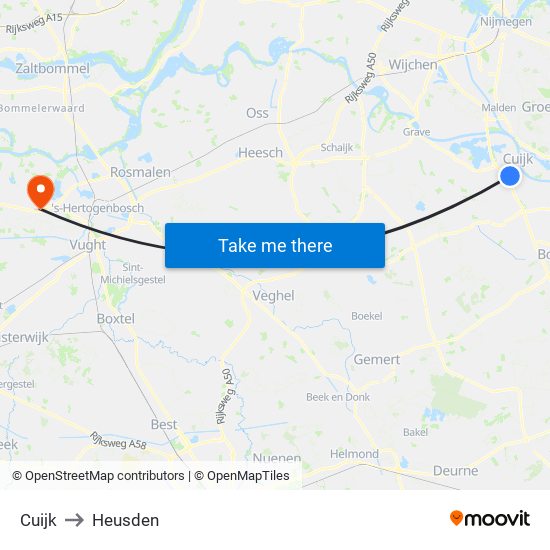 Cuijk to Heusden map