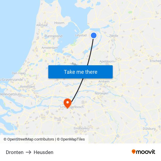 Dronten to Heusden map