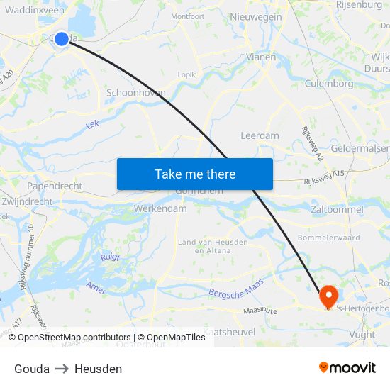 Gouda to Heusden map
