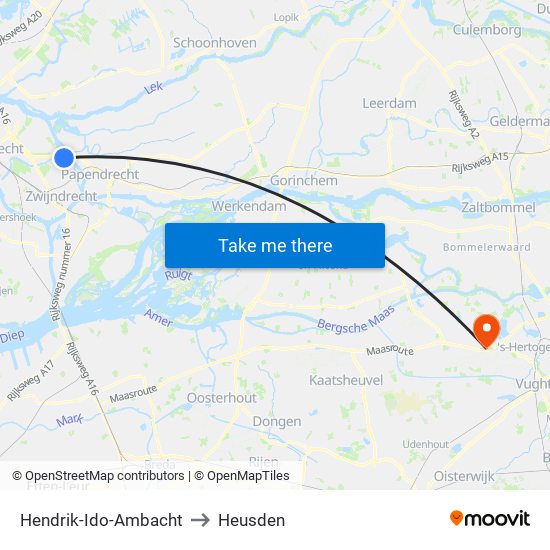 Hendrik-Ido-Ambacht to Heusden map