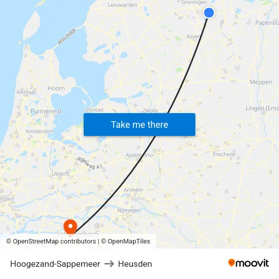 Hoogezand-Sappemeer to Heusden map