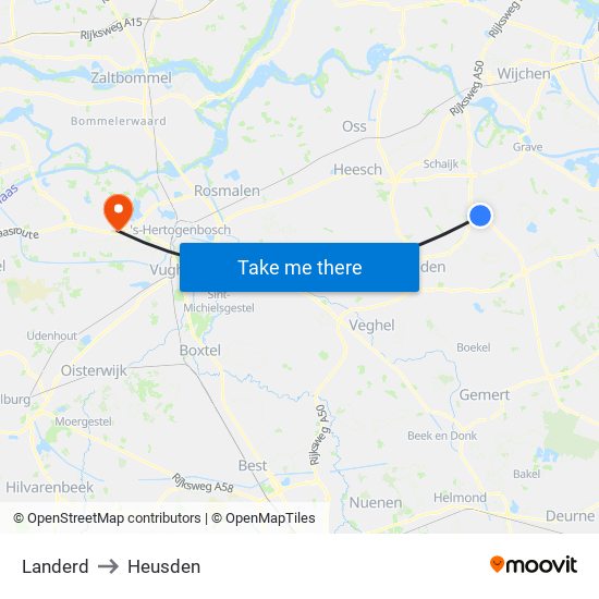 Landerd to Heusden map