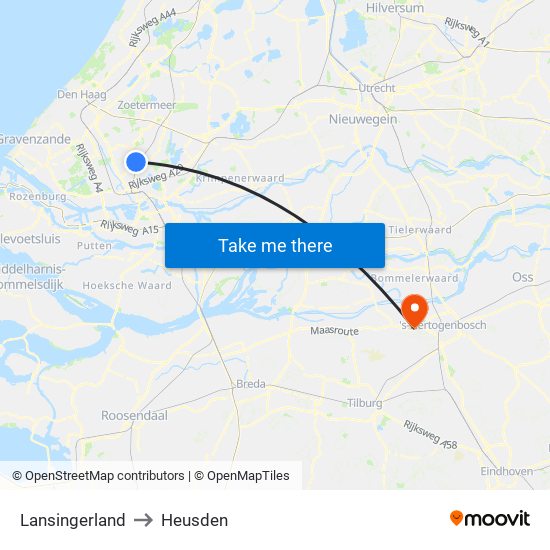 Lansingerland to Heusden map