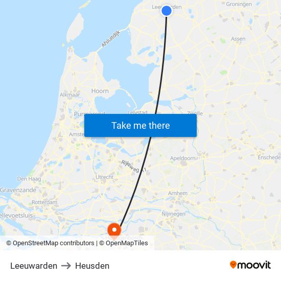 Leeuwarden to Heusden map