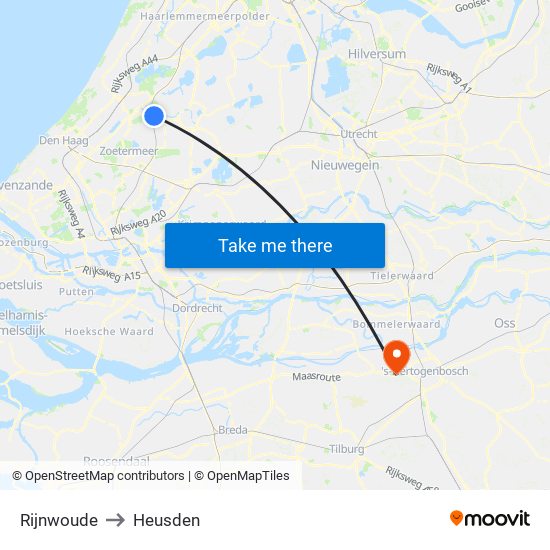 Rijnwoude to Heusden map