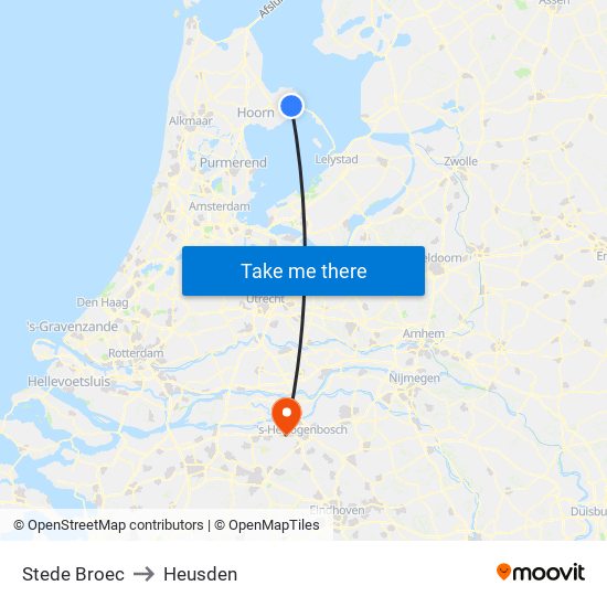 Stede Broec to Heusden map