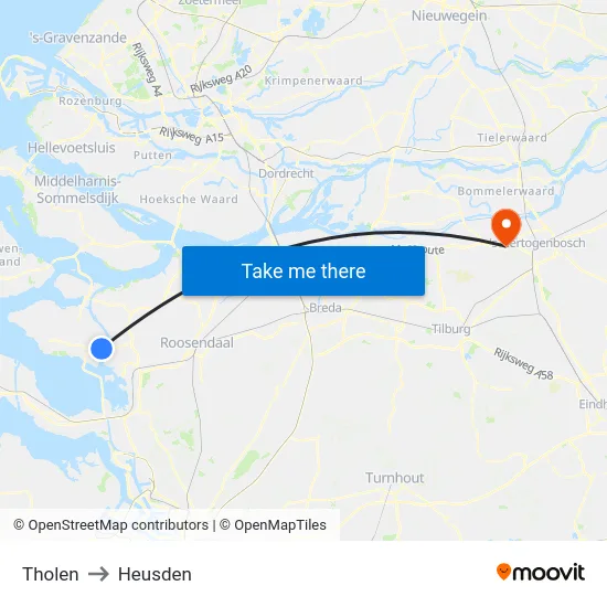 Tholen to Heusden map
