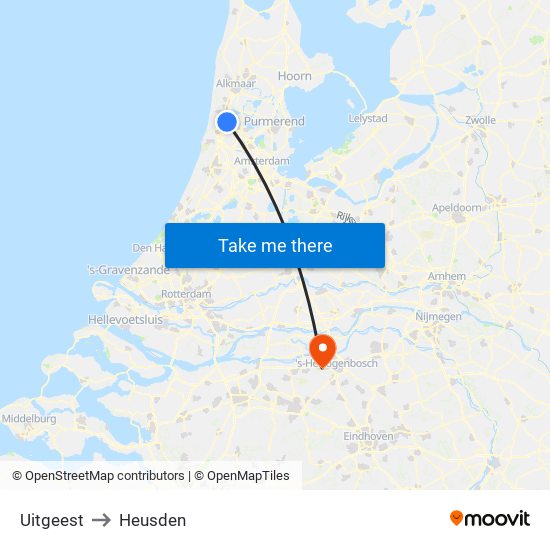 Uitgeest to Heusden map