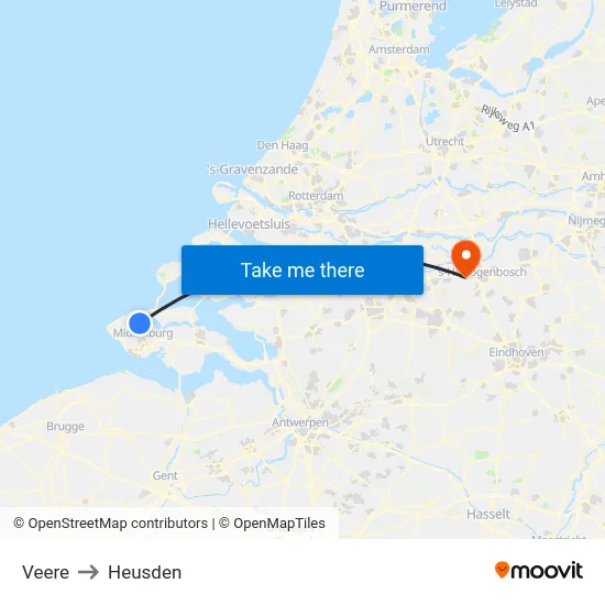 Veere to Heusden map