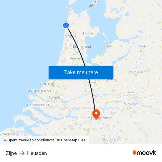 Zijpe to Heusden map