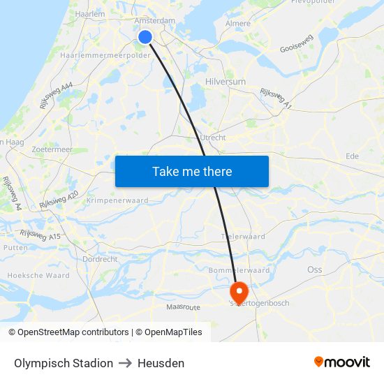 Olympisch Stadion to Heusden map