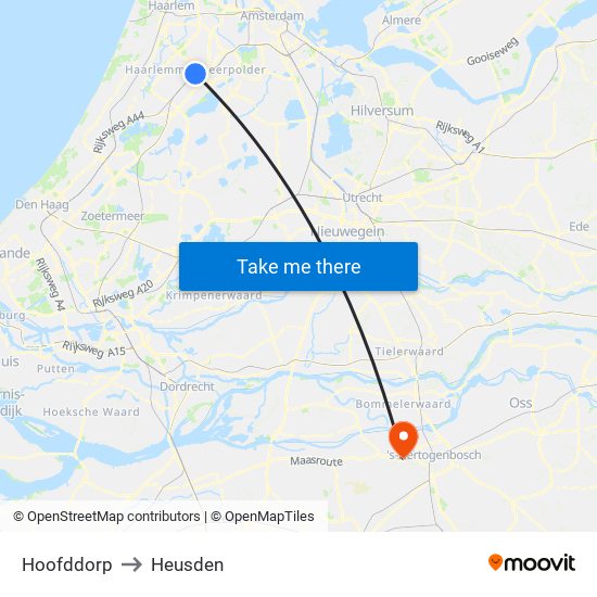 Hoofddorp to Heusden map