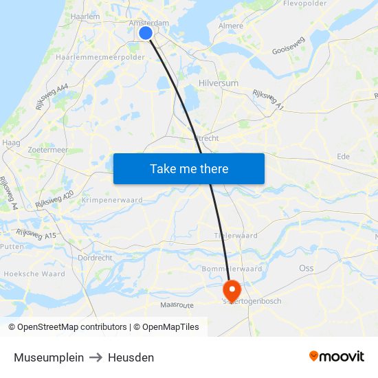 Museumplein to Heusden map