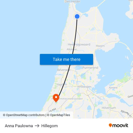 Anna Paulowna to Hillegom map