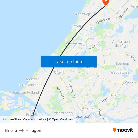 Brielle to Hillegom map