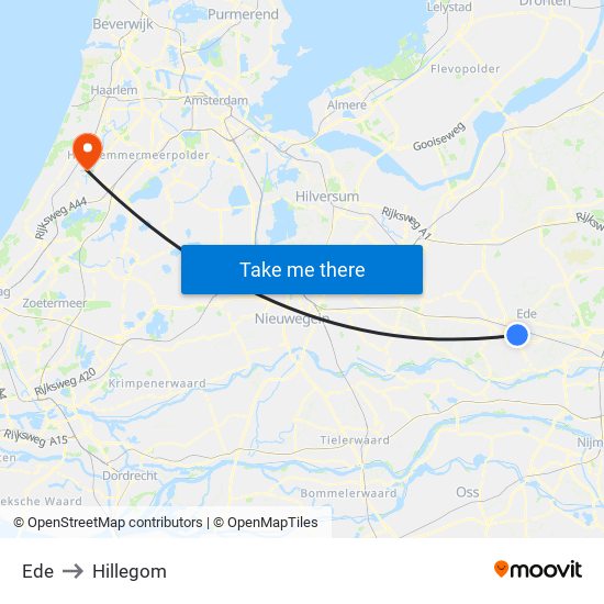 Ede to Hillegom map