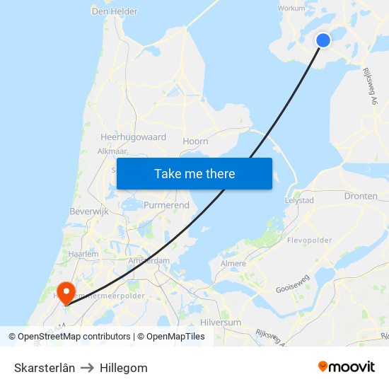 Skarsterlân to Hillegom map